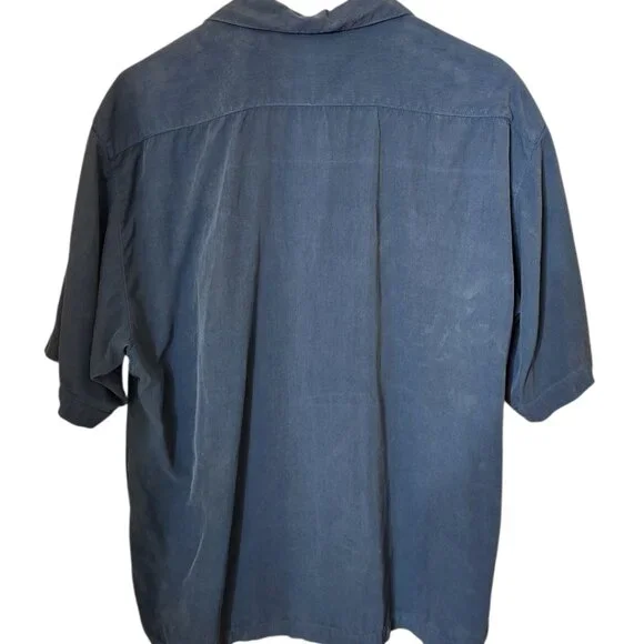 Tommy Bahama Shirt Mens Medium Blue Silk Button Up Short Sleeve Casual - Picture 2 of 5